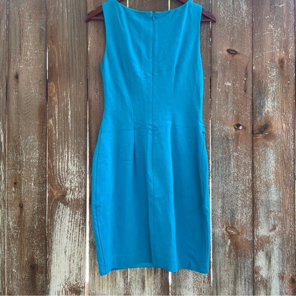 CACHE CONTOUR Women’s Blue Teal Sheath Pencil Dress Sleeveless Mini Size 8 - Picture 7 of 11